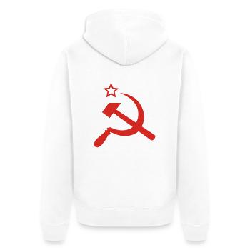 Hammer und Sichel mit Stern - Unisex Premium Bio Zip Hoodie - Weiß - Hinten - Thijin (182cm)
