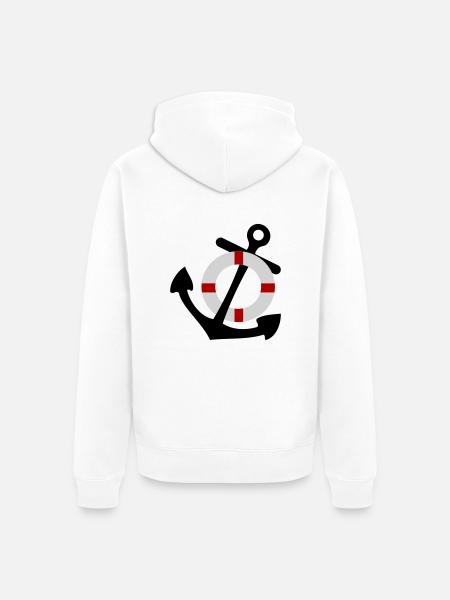 Anker mit Rettungsring - Unisex Premium Bio Zip Hoodie - Weiß