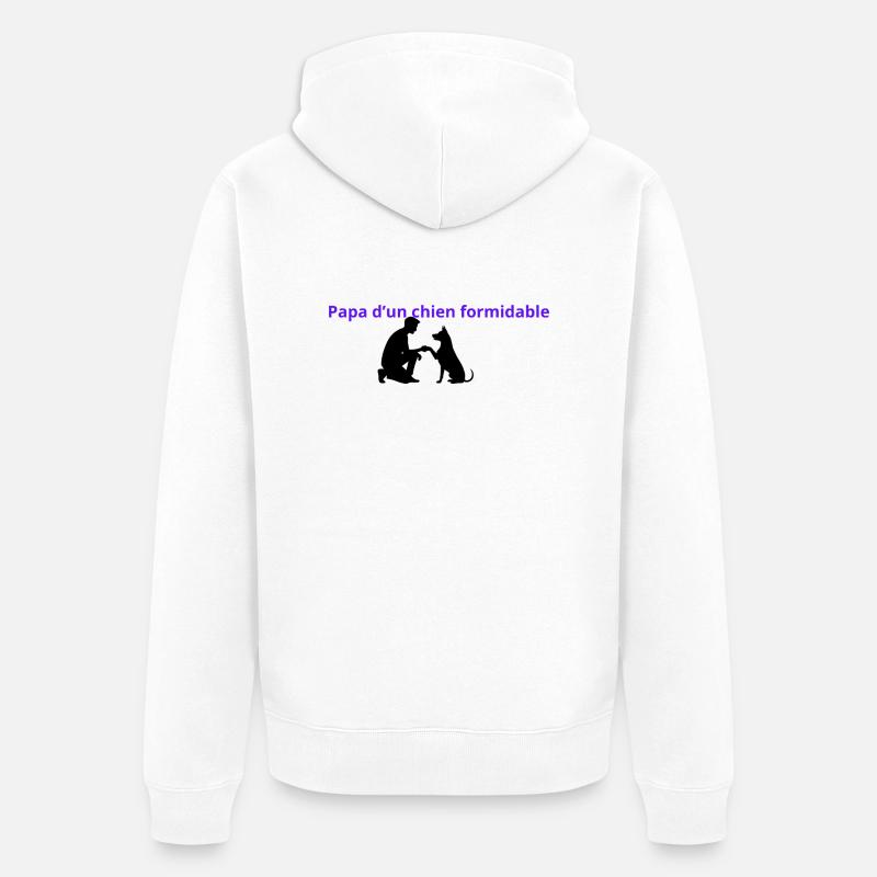 Papa_dun_chien_formidable - Veste à capuche bio Premium Unisexe - blanc