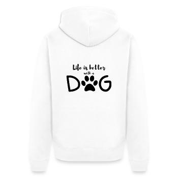 life is better with a dog - Unisex Premium Organic Zip Hoodie - white - Back - Thijin (182cm)