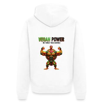 Vegan Power Turkey - Unisex Premium Bio Zip Hoodie - Weiß - Hinten - Thijin (182cm)