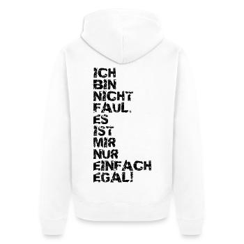 I'm not lazy v1 - Unisex Premium Organic Zip Hoodie - white - Back - Thijin (182cm)