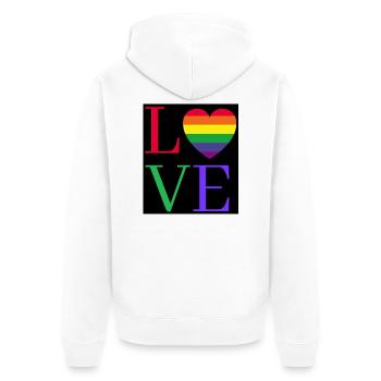 Rainbow Love Heart Pride Sticker - Unisex Premium Bio Zip Hoodie - Weiß - Hinten - Thijin (182cm)