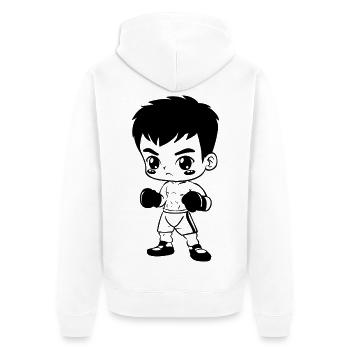 Lustiger Kickboxer - Unisex Premium Bio Zip Hoodie - Weiß - Hinten - Thijin (182cm)