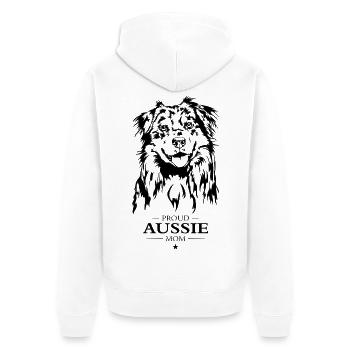 Aussie Mom Dogs Australian Shepherd Dog Wilsigns - Unisex Premium Organic Zip Hoodie - white - Back - Thijin (182cm)