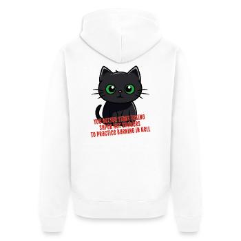 Cat funny hot showers burning hell Cat Saying - Unisex Premium Organic Zip Hoodie - white - Back - Thijin (182cm)