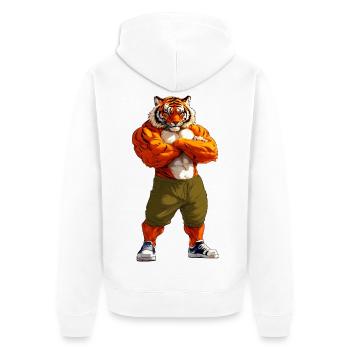 Tigre Animal Sport - Veste à capuche bio Premium Unisexe - blanc - Dos - Thijin (182cm)