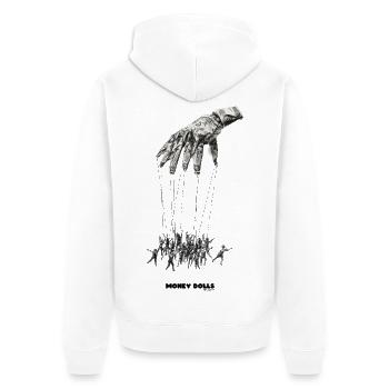 Money dolls - Unisex Premium Bio Zip Hoodie - Weiß - Hinten - Thijin (182cm)