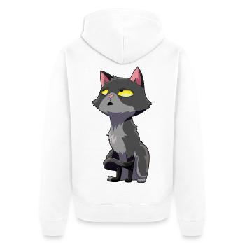 Katze Augenrollen Humor - Unisex Premium Bio Zip Hoodie - Weiß - Hinten - Thijin (182cm)