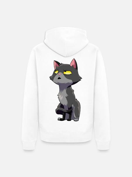 Katze Augenrollen Humor - Unisex Premium Bio Zip Hoodie - Weiß
