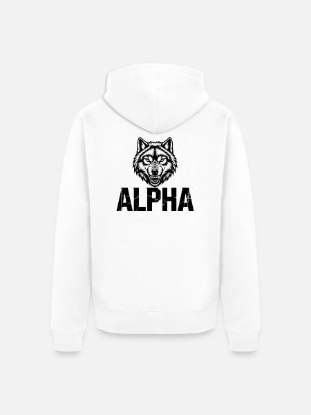 Alpha Wolf Cracked-Logo - Unisex Premium Bio Zip Hoodie - Weiß