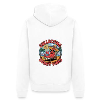 Ambiance estivale ensoleillée Drôle de crabe sur la plage - Veste à capuche bio Premium Unisexe - blanc - Dos - Thijin (182cm)