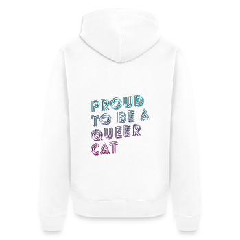 Proud to be a Queer Cat Neon Shirt - Unisex Premium Bio Zip Hoodie - Weiß - Hinten - Thijin (182cm)