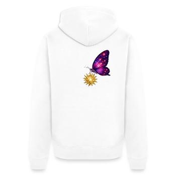 Soleil doré et papillon de l’espace. - Veste à capuche bio Premium Unisexe - blanc - Dos - Thijin (182cm)