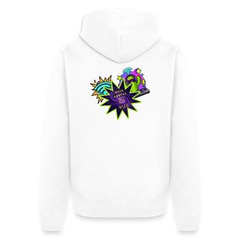 Kaktus WLAN Neon-Starburst - Unisex Premium Bio Zip Hoodie - Weiß - Hinten - Thijin (182cm)