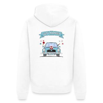Voiture de mariage juste marié turquoise - Veste à capuche bio Premium Unisexe - blanc - Dos - Thijin (182cm)