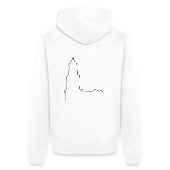 Hamburg Michel - Unisex Premium Bio Zip Hoodie - Weiß - Hinten - Thijin (182cm)
