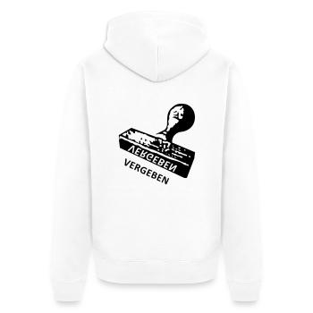 Vergeben - Stempel - Unisex Premium Bio Zip Hoodie - Weiß - Hinten - Thijin (182cm)
