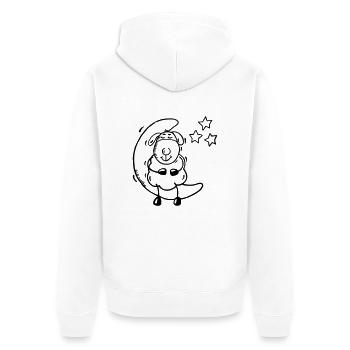 Mond-Schaf v1 - Unisex Premium Bio Zip Hoodie - Weiß - Hinten - Thijin (182cm)