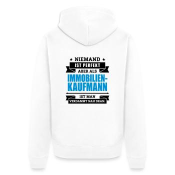 Fun Immobilienkaufmann - Unisex Premium Bio Zip Hoodie - Weiß - Hinten - Thijin (182cm)