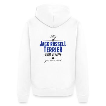 My Jack Russell Terrier makes me happy - Unisex Premium Bio Zip Hoodie - Weiß - Hinten - Thijin (182cm)