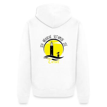 Vitamin See Texel_Leuchtt - Unisex Premium Bio Zip Hoodie - Weiß - Hinten - Thijin (182cm)