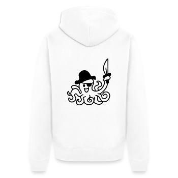 Pirat Oktopus - line - Unisex Premium Bio Zip Hoodie - Weiß - Hinten - Thijin (182cm)