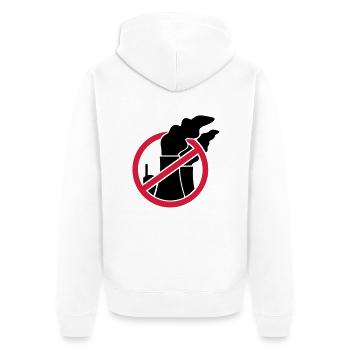 Atomkraft - Unisex Premium Bio Zip Hoodie - Weiß - Hinten - Thijin (182cm)