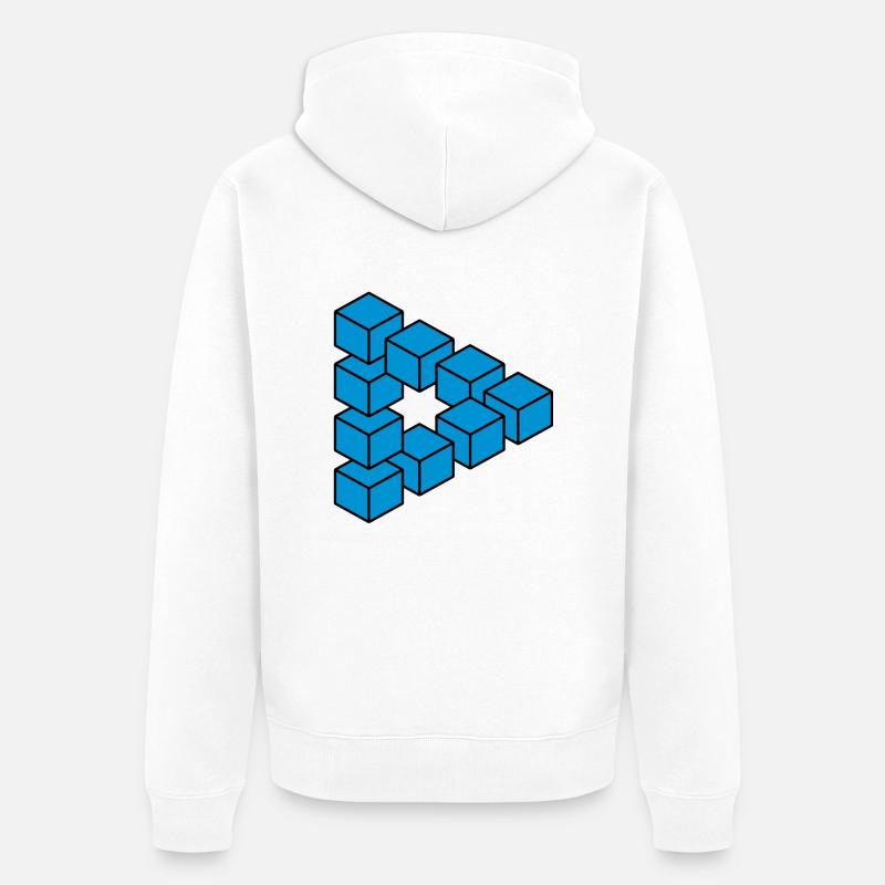 Optische Täuschung - Unmögliche Figur - Unisex Premium Bio Zip Hoodie - Weiß