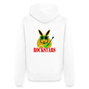 rabbit rockstars - Unisex Premium Bio Zip Hoodie - Weiß - Hinten - Thijin (182cm)