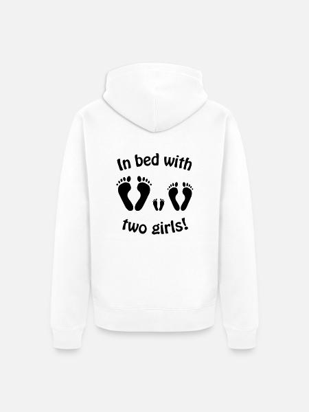 In bed with two girls - daddy and his girls - Papa - Unisex Premium Bio Zip Hoodie - Weiß