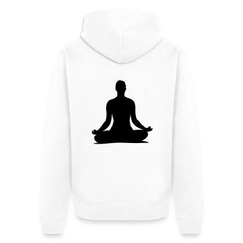 yoga___f1 - Unisex Premium Bio Zip Hoodie - Weiß - Hinten - Thijin (182cm)