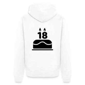 18. Gâteau d'anniversaire - Veste à capuche bio Premium Unisexe - blanc - Dos - Thijin (182cm)
