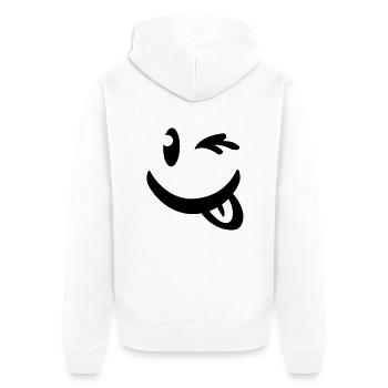 smiley_illu_c1 - Unisex Premium Bio Zip Hoodie - Weiß - Hinten - Thijin (182cm)
