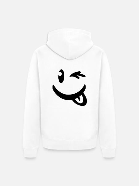 smiley_illu_c1 - Unisex Premium Bio Zip Hoodie - Weiß