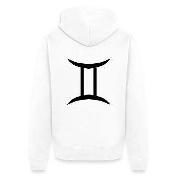 Gemini glyph Signs of the Zodiac symbol - Unisex Premium Organic Zip Hoodie - white - Back - Thijin (182cm)
