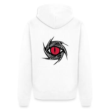 Drachenauge, Dragon Eye, Tattoo Style, Drache Auge - Unisex Premium Bio Zip Hoodie - Weiß - Hinten - Thijin (182cm)
