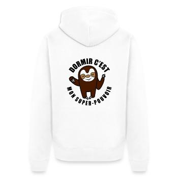 dormir c'est mon super-pouvoir - Veste à capuche bio Premium Unisexe - blanc - Dos - Thijin (182cm)
