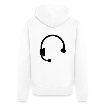 Headset Kopfhörer - Unisex Premium Bio Zip Hoodie - Weiß - Hinten - Thijin (182cm)