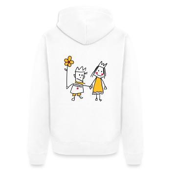 Stick figure in love Queen Flower Valentine's Day - Unisex Premium Organic Zip Hoodie - white - Back - Thijin (182cm)