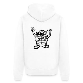 lustiges_fass - Unisex Premium Bio Zip Hoodie - Weiß - Hinten - Thijin (182cm)