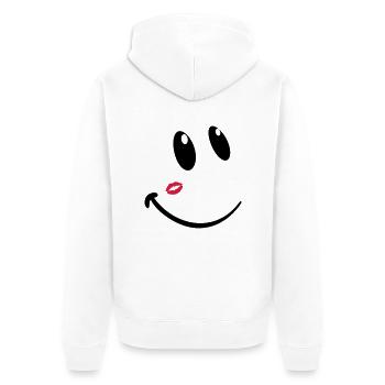 smiley kiss - Unisex Premium Bio Zip Hoodie - Weiß - Hinten - Thijin (182cm)