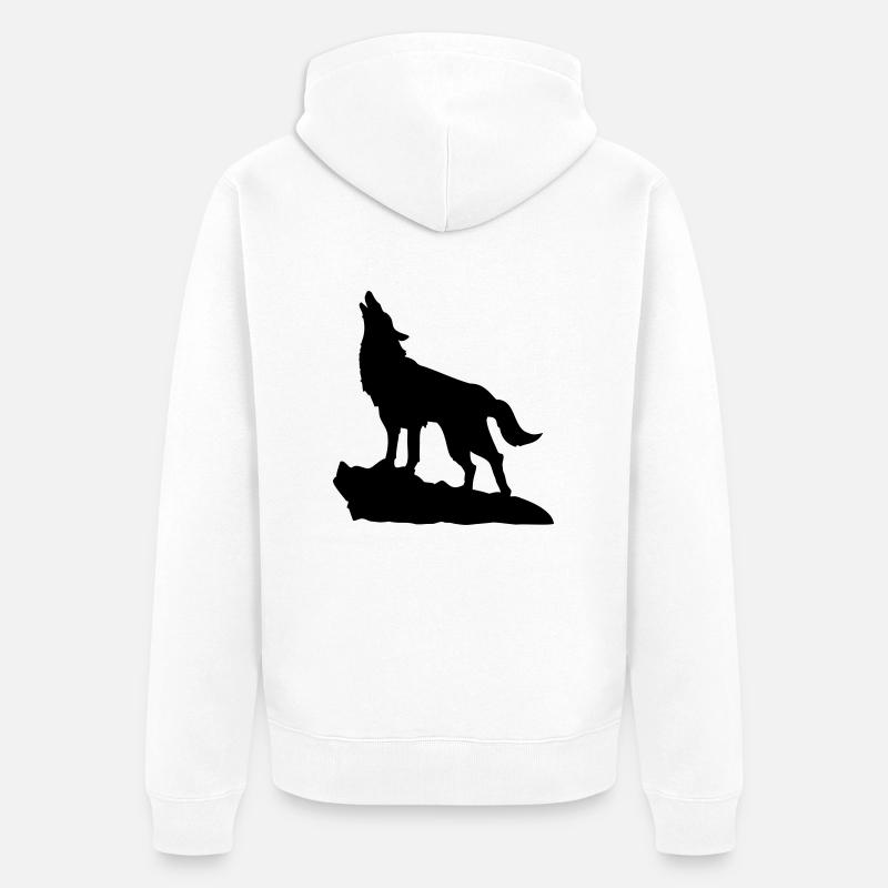 Wolf Howling - Veste à capuche bio Premium Unisexe - blanc