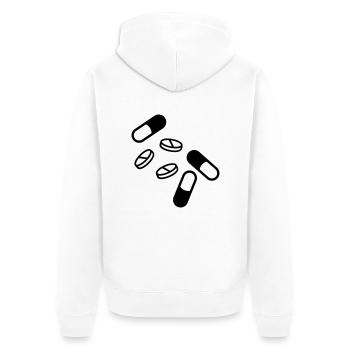 pillen_und_tabletten_f1 - Unisex Premium Bio Zip Hoodie - Weiß - Hinten - Thijin (182cm)