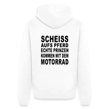prinz auf dem motorrad - Unisex Premium Bio Zip Hoodie - Weiß - Hinten - Thijin (182cm)
