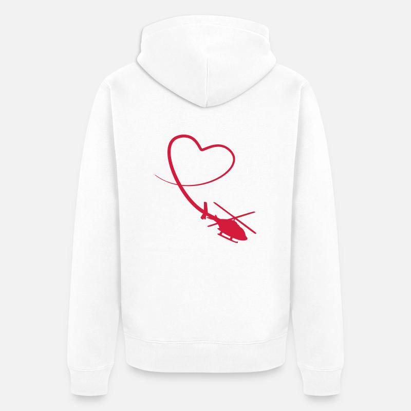 Hubschrauber Liebe Herz Looping - Unisex Premium Bio Zip Hoodie - Weiß