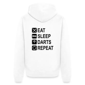 eat sleep darts repeat - Unisex Premium Bio Zip Hoodie - Weiß - Hinten - Thijin (182cm)