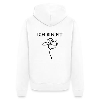 Strichmännchen - Ich bin fit - Unisex Premium Bio Zip Hoodie - Weiß - Hinten - Thijin (182cm)