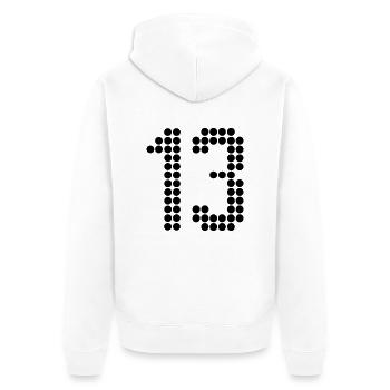 13, Nummer, Rückennummer, Trikot, Fußball zahlen - Unisex Premium Organic Zip Hoodie - white - Back - Thijin (182cm)