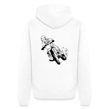 Moto Cross - Unisex Premium Bio Zip Hoodie - Weiß - Hinten - Thijin (182cm)